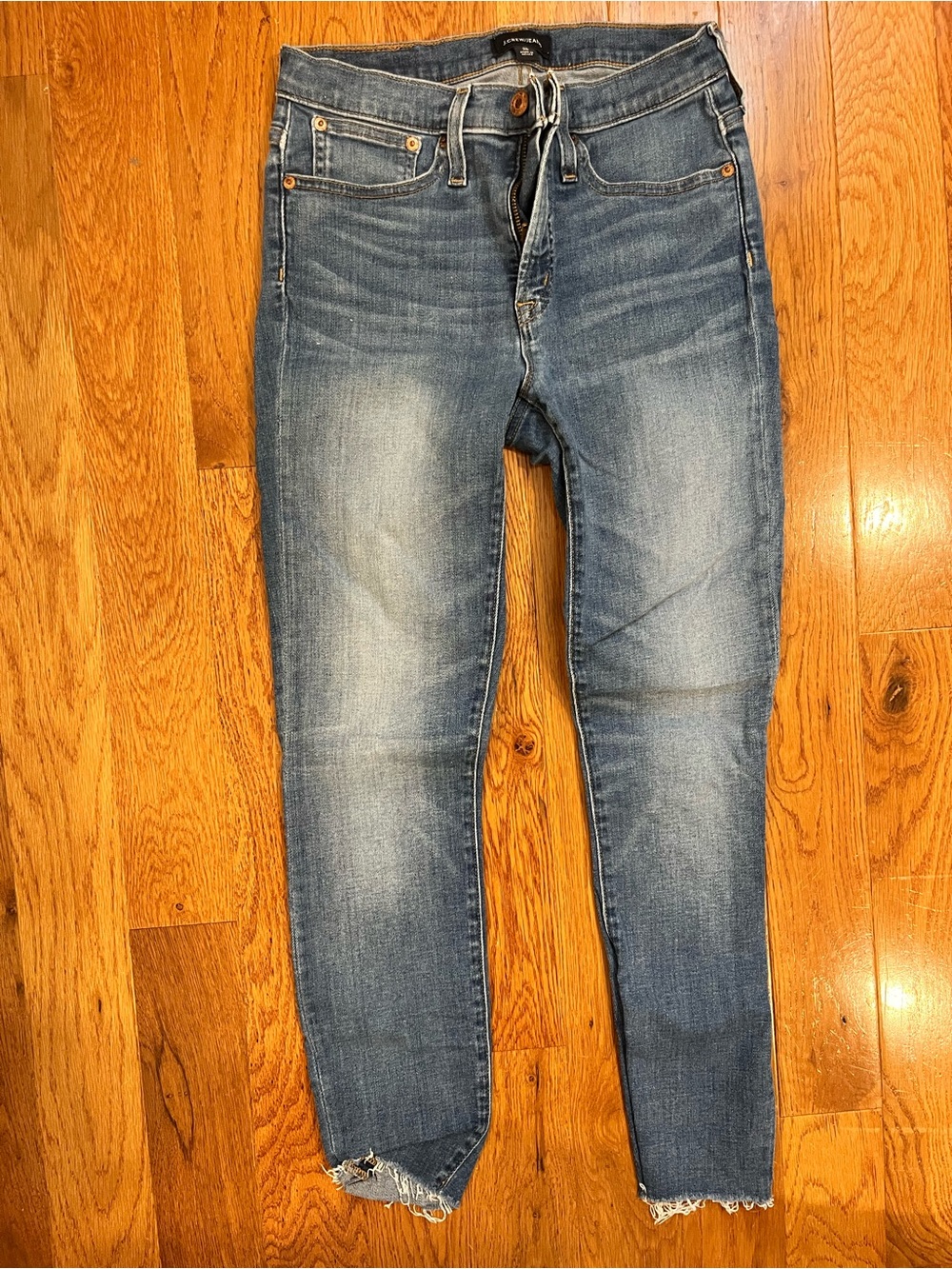 Jcrew Mid Wash Skinny Jeans with Raw Hem